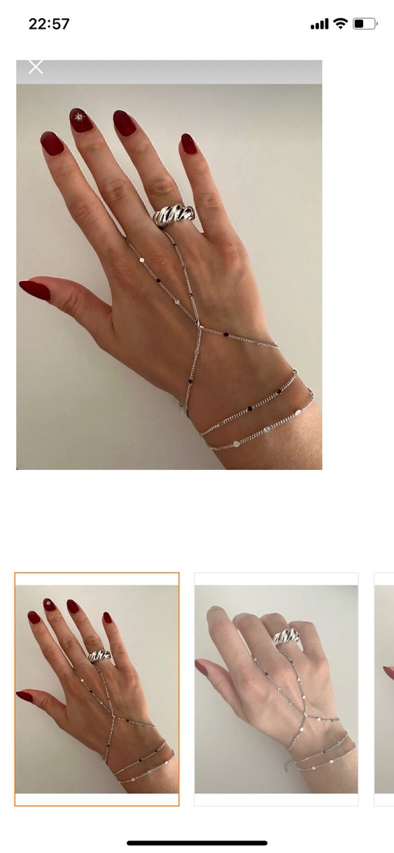 Zincir Detaylı Beyaz Kadın El Zinciri - Görsel 2