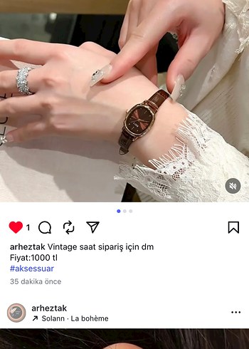 Zincir Detaylı Camel Vintage Kadın Saati - Görsel 2
