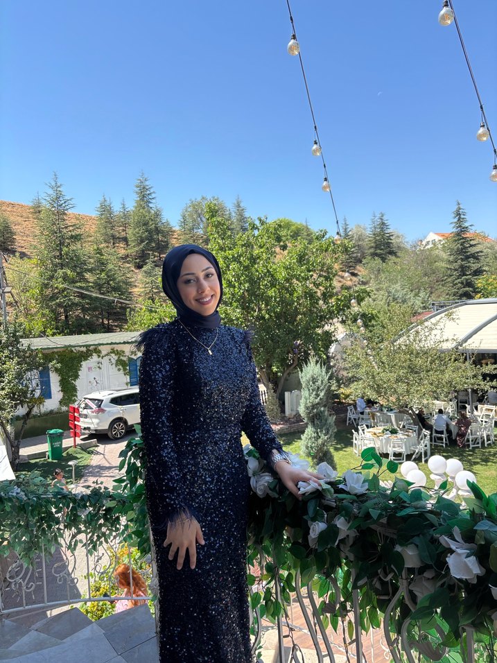 Lacivert pulpayetli Uzun Abiye Elbise - Görsel 2