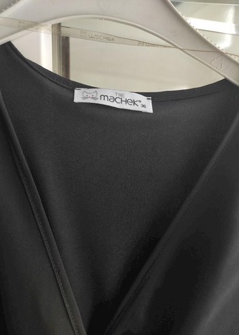 Siyah Şifon V Yaka Midi Drapeli Kadın Elbise - Görsel 4