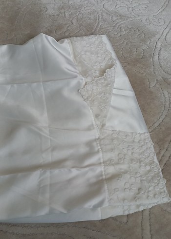 Saten etek içlik Beyaz Parlak Düz saten etek - Görsel 4