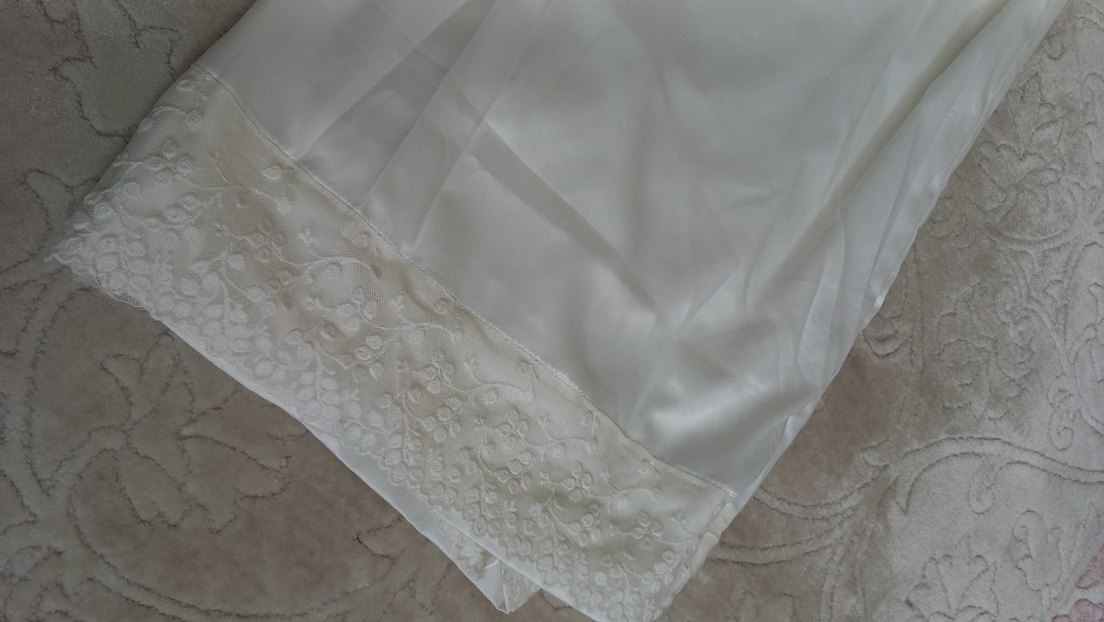 Saten etek içlik Beyaz Parlak Düz saten etek - Görsel 3