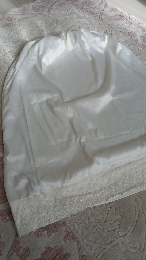 Saten etek içlik Beyaz Parlak Düz saten etek - Görsel 2