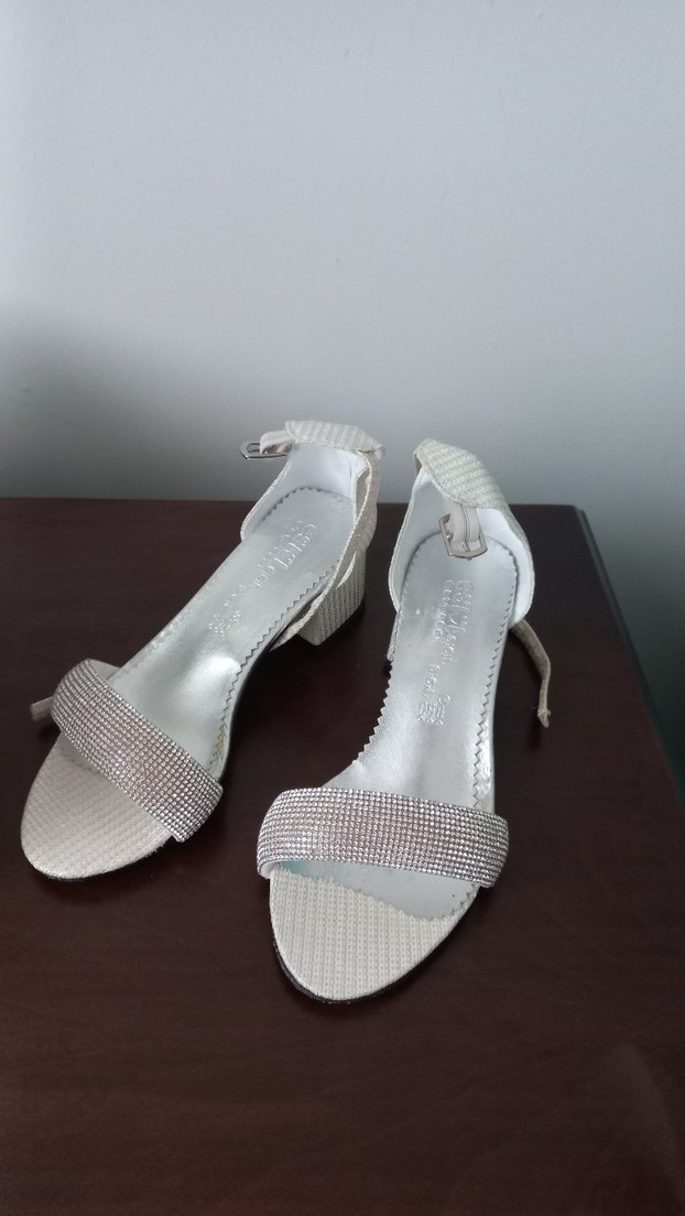 Beyaz Blok Topuklu kız çocuk Abiye Ayakkabı - Görsel 2