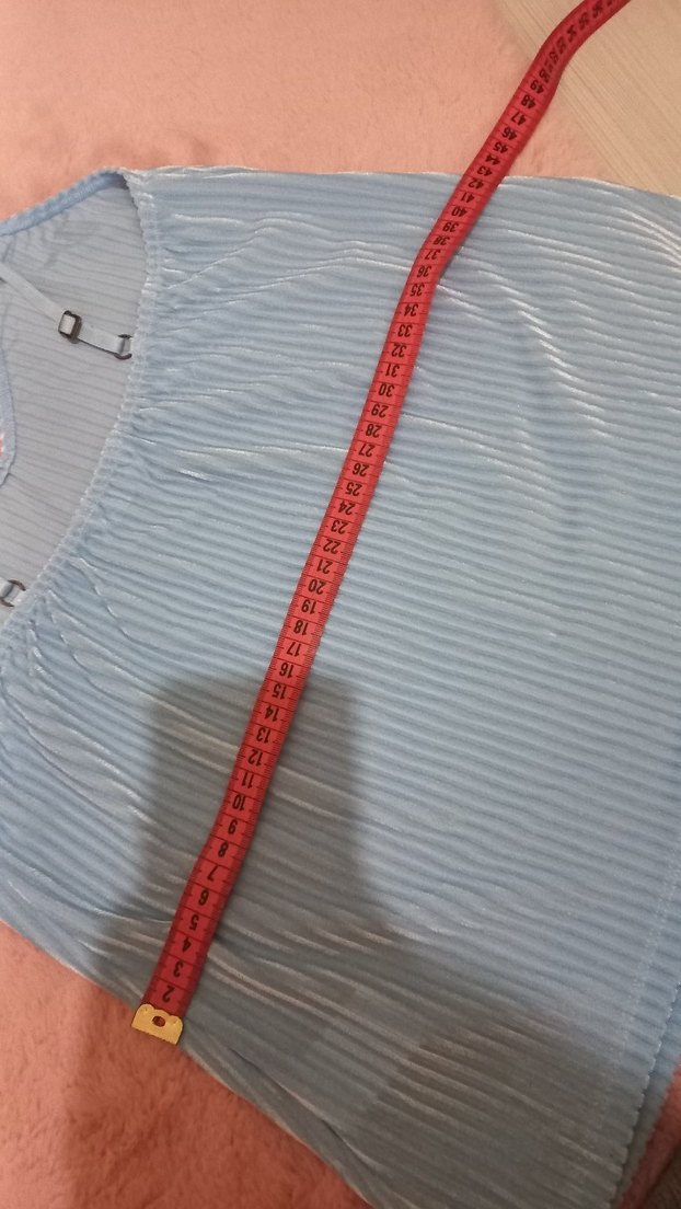 penti Mavi renk Pilili V Yaka Kadın kadife Atlet - Görsel 5