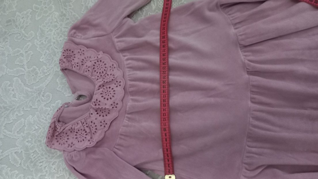 Pembe Kız Çocuk Uzun Kollu Fırfırlı Elbise - Görsel 4