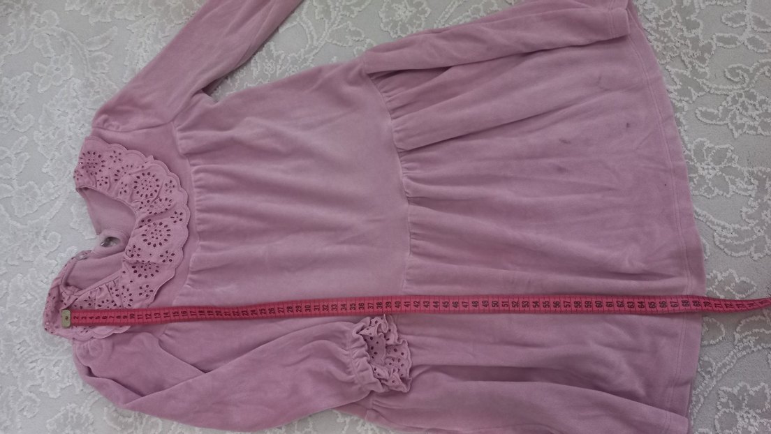 Pembe Kız Çocuk Uzun Kollu Fırfırlı Elbise - Görsel 3