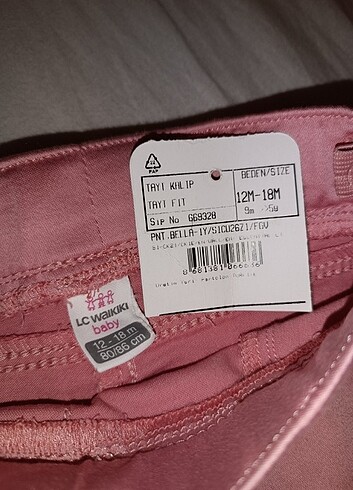 12-18 Ay Beden pembe Renk Pantalon Bebek
