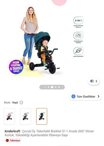  Beden yeşil Renk Kinderkraft Siyah Çocuk Üç Tekerlekli Bisiklet