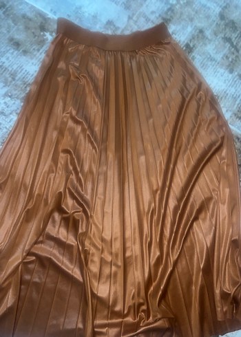 Kahverengi mor bordo sarı  gri taba renkleri pliseli uzun etek - Görsel 7