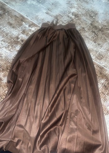 Kahverengi mor bordo sarı  gri taba renkleri pliseli uzun etek - Görsel 2