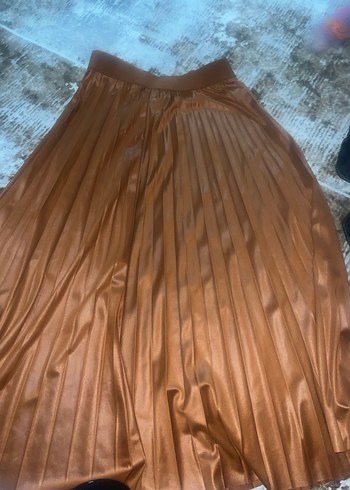 Kahverengi mor bordo sarı  gri taba renkleri pliseli uzun etek - Görsel 8