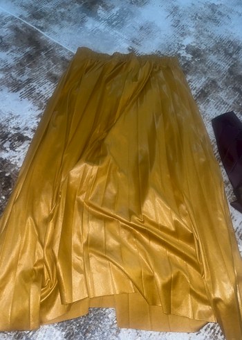 Kahverengi mor bordo sarı  gri taba renkleri pliseli uzun etek - Görsel 4