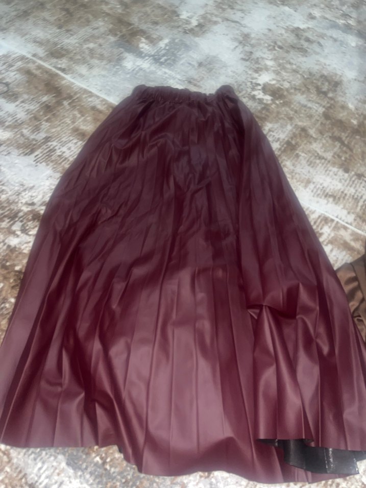 Kahverengi mor bordo sarı  gri taba renkleri pliseli uzun etek - Görsel 3