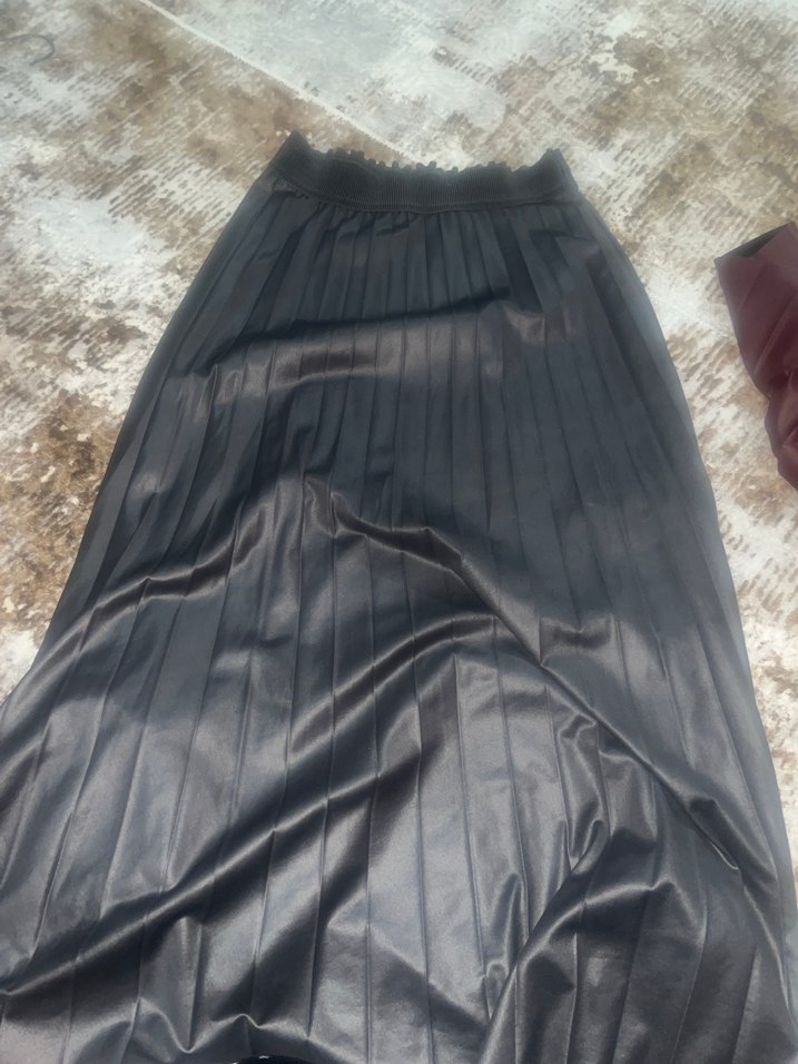 Kahverengi mor bordo sarı  gri taba renkleri pliseli uzun etek - Görsel 5