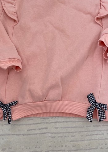 Kız Çocuk Pembe Fırfırlı Sweatshirt - Görsel 3