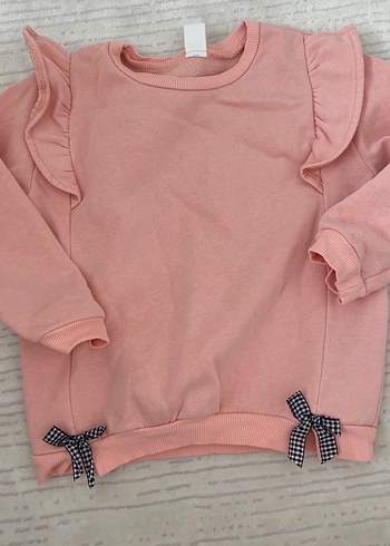 Kız Çocuk Pembe Fırfırlı Sweatshirt - Görsel 2