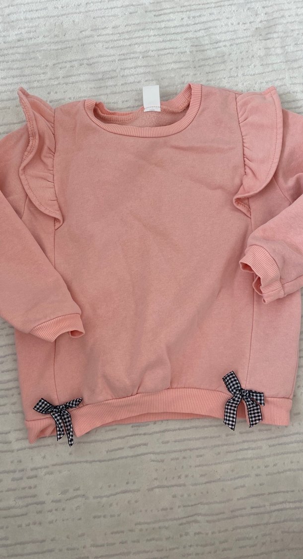 Kız Çocuk Pembe Fırfırlı Sweatshirt - Görsel 2