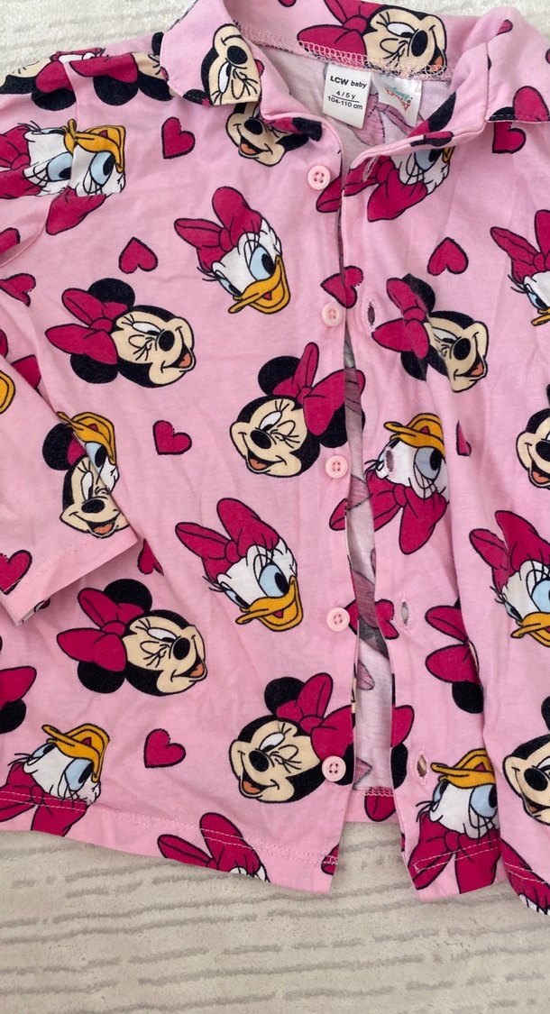 Kız Çocuk Renkli Baskılı Düğmeli  Pijama üstü - Görsel 3