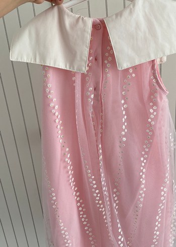 Dantel Detaylı Pembe Kolsuz Kız Elbisesi - Görsel 4