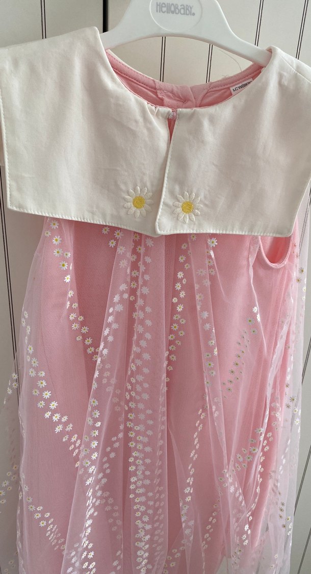 Dantel Detaylı Pembe Kolsuz Kız Elbisesi - Görsel 2