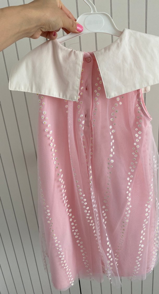 Dantel Detaylı Pembe Kolsuz Kız Elbisesi - Görsel 4