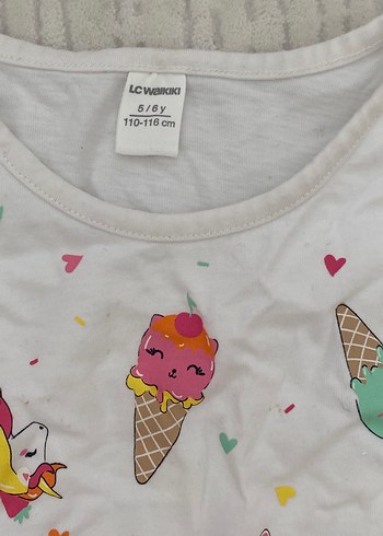 Kız Çocuk Renkli Baskılı Tişört - Görsel 3