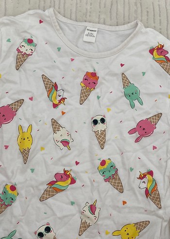 Kız Çocuk Renkli Baskılı Tişört - Görsel 2