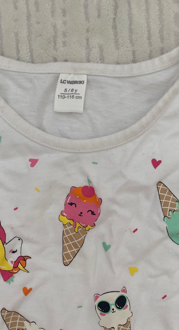 Kız Çocuk Renkli Baskılı Tişört - Görsel 3