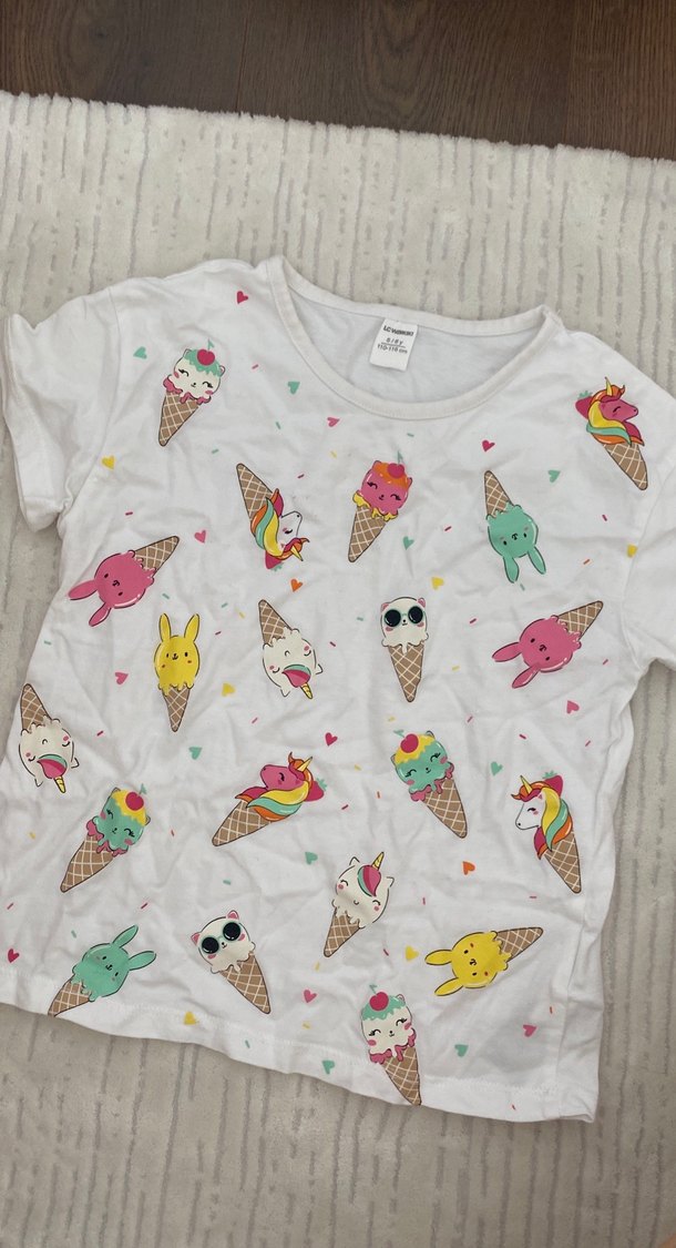 Kız Çocuk Renkli Baskılı Tişört - Görsel 4