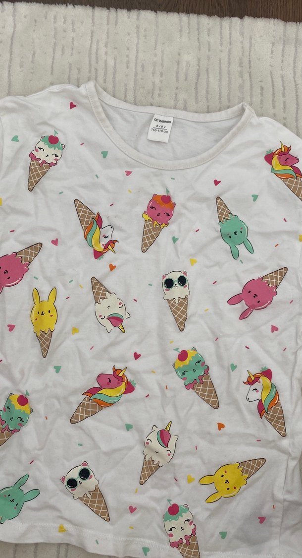 Kız Çocuk Renkli Baskılı Tişört - Görsel 2