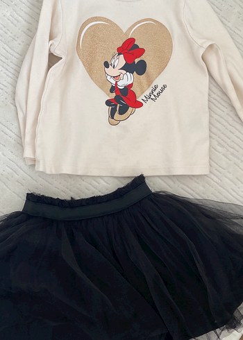 Kız Çocuk Siyah Fırfırlı Pamuklu Etek ve üst takım - Görsel 3