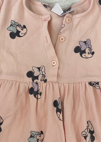 Pembe Baskılı Uzun Kollu Kız Elbisesi - Görsel 3