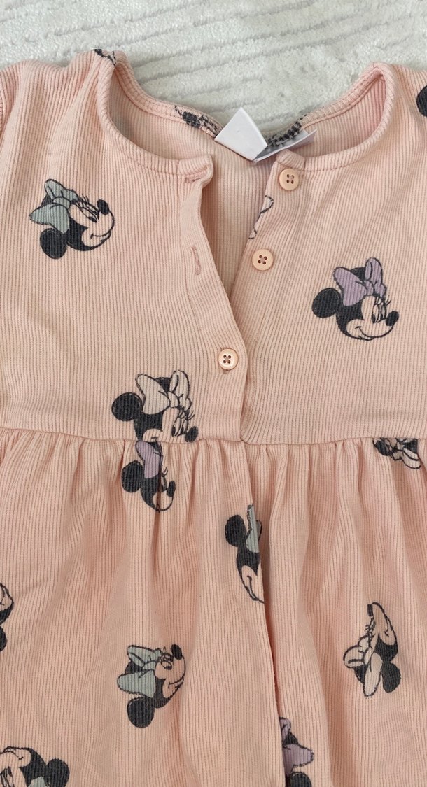 Pembe Baskılı Uzun Kollu Kız Elbisesi - Görsel 3