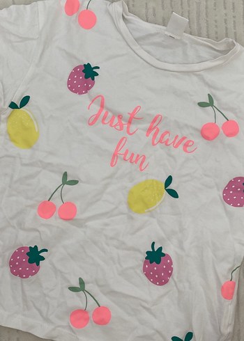 Beyaz Baskılı Kız Tişörtü - Görsel 2