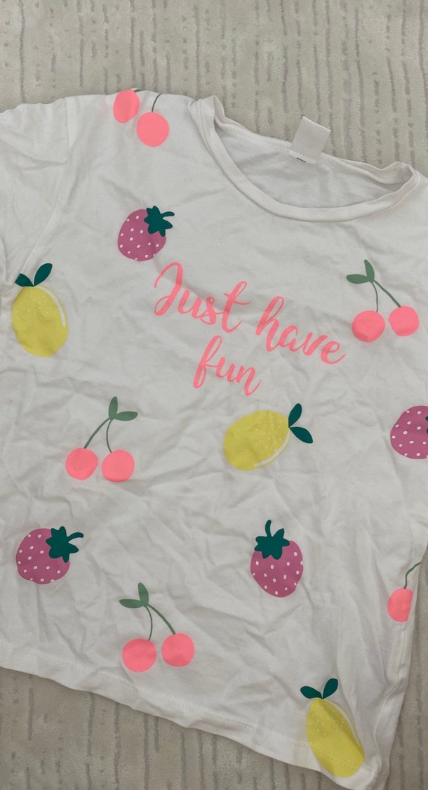 Beyaz Baskılı Kız Tişörtü - Görsel 2