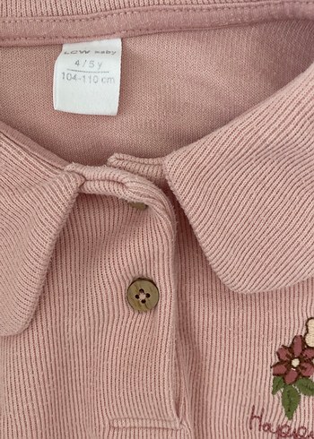 Düğmeli Pembe Kız Sweatshirt - Görsel 3