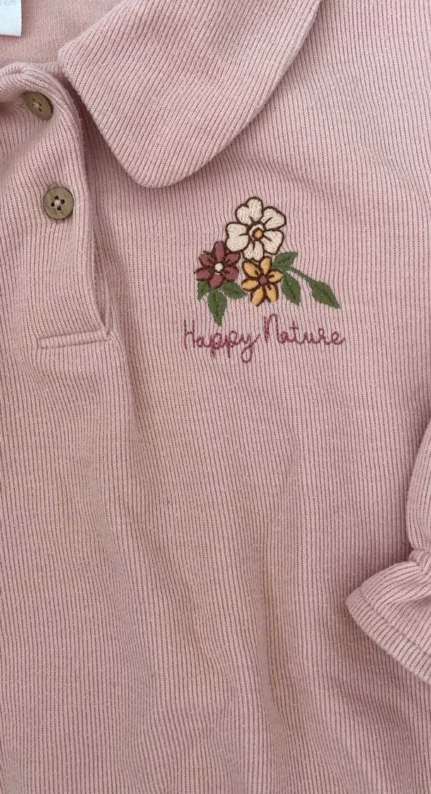 Düğmeli Pembe Kız Sweatshirt - Görsel 4