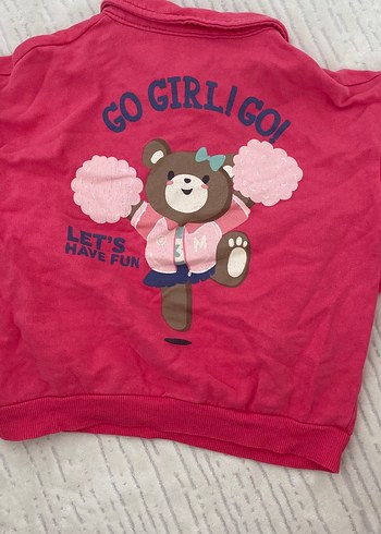 Kız Çocuk Pembe Düğmeli Sweatshirt - Görsel 4