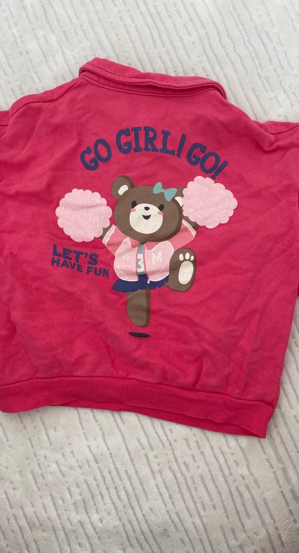 Kız Çocuk Pembe Düğmeli Sweatshirt - Görsel 4