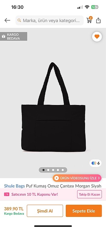 Zara siyah puf çanta