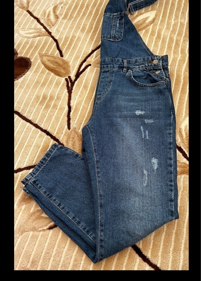 Addax kadın bahçıvan kot tulum - Görsel 2