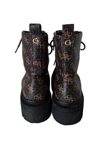 38 Beden kahverengi Renk GUESS YERİNE MONOGRAM VEGAN DERİ BOT