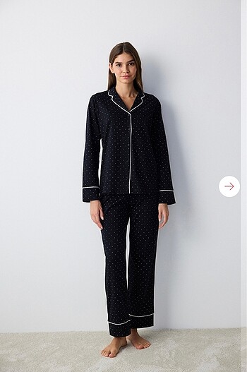 Penti white dotted gömlek pijama takımı