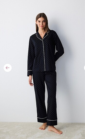 Penti Penti white dotted gömlek pijama takımı