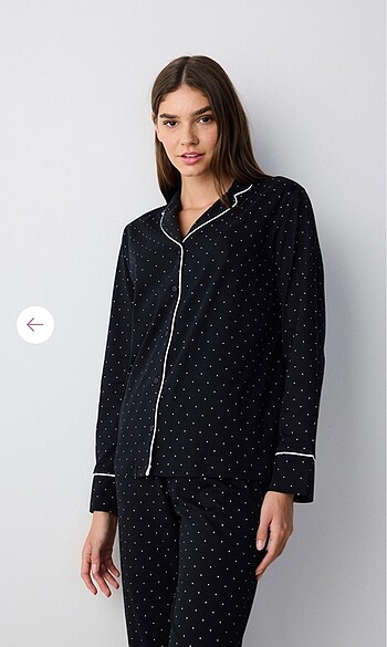 xl Beden Penti white dotted gömlek pijama takımı