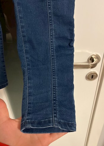 l Beden Düğmeli Lacivert Kadın Midi Kot Pantolon