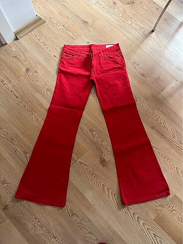 Kırmızı İspanyol paça pantolon