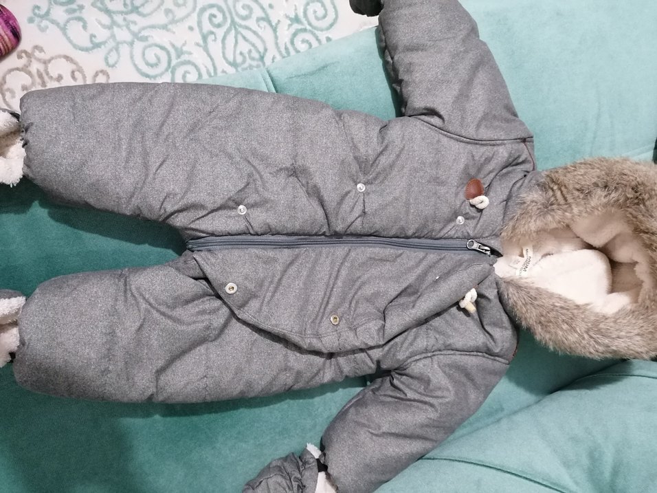 Kürklü Gri Bebek Kış Tulumu - Görsel 4