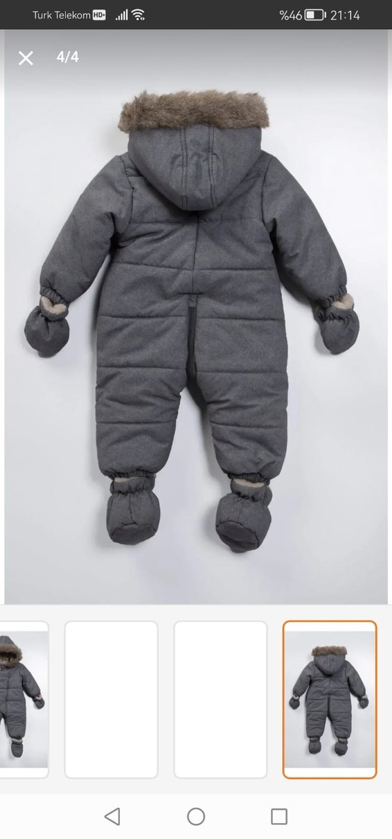 Kürklü Gri Bebek Kış Tulumu - Görsel 2